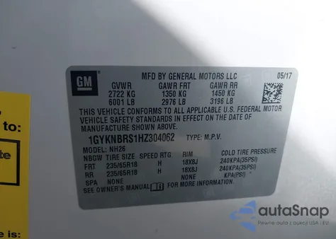 2017 Cadillac Xt5 Luxury from USA, damaged, VIN 1GYKNBRS1HZ304062